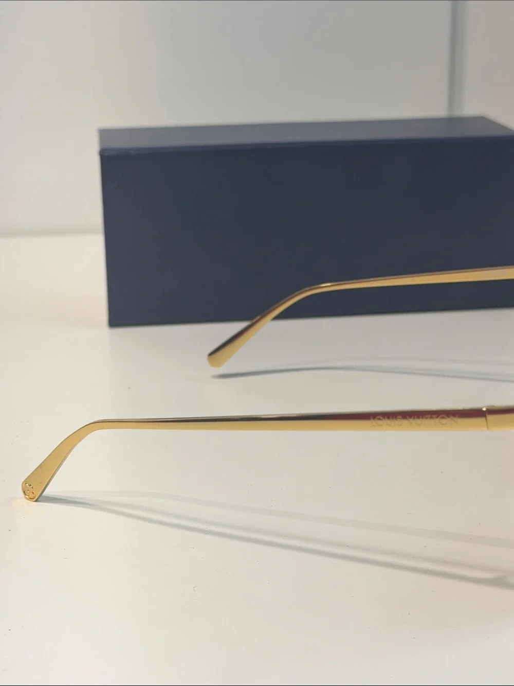 Like new women’s Louis Vuitton Gold Frame Brown Lens Women's Shield Sunglasses